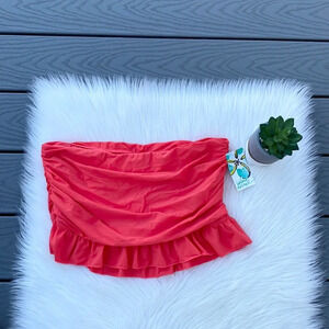 Island escape ruched bikini bottom skirt